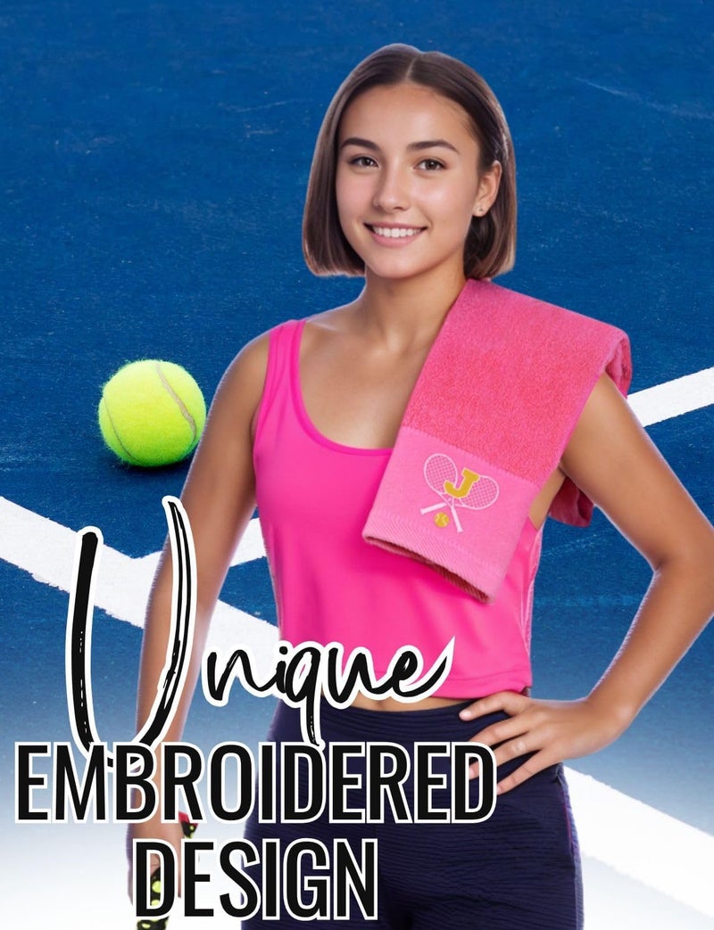 CybGene Embroidered Tennis Towel, Funny Tennis Gift for Men, Women & Tennis Lovers, Soft & Absorbent, Hot Pink - Image 2